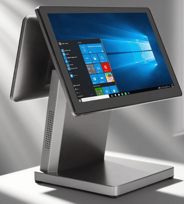 Dubbele touchscreen-kassa met klantscherm, desktopweergave